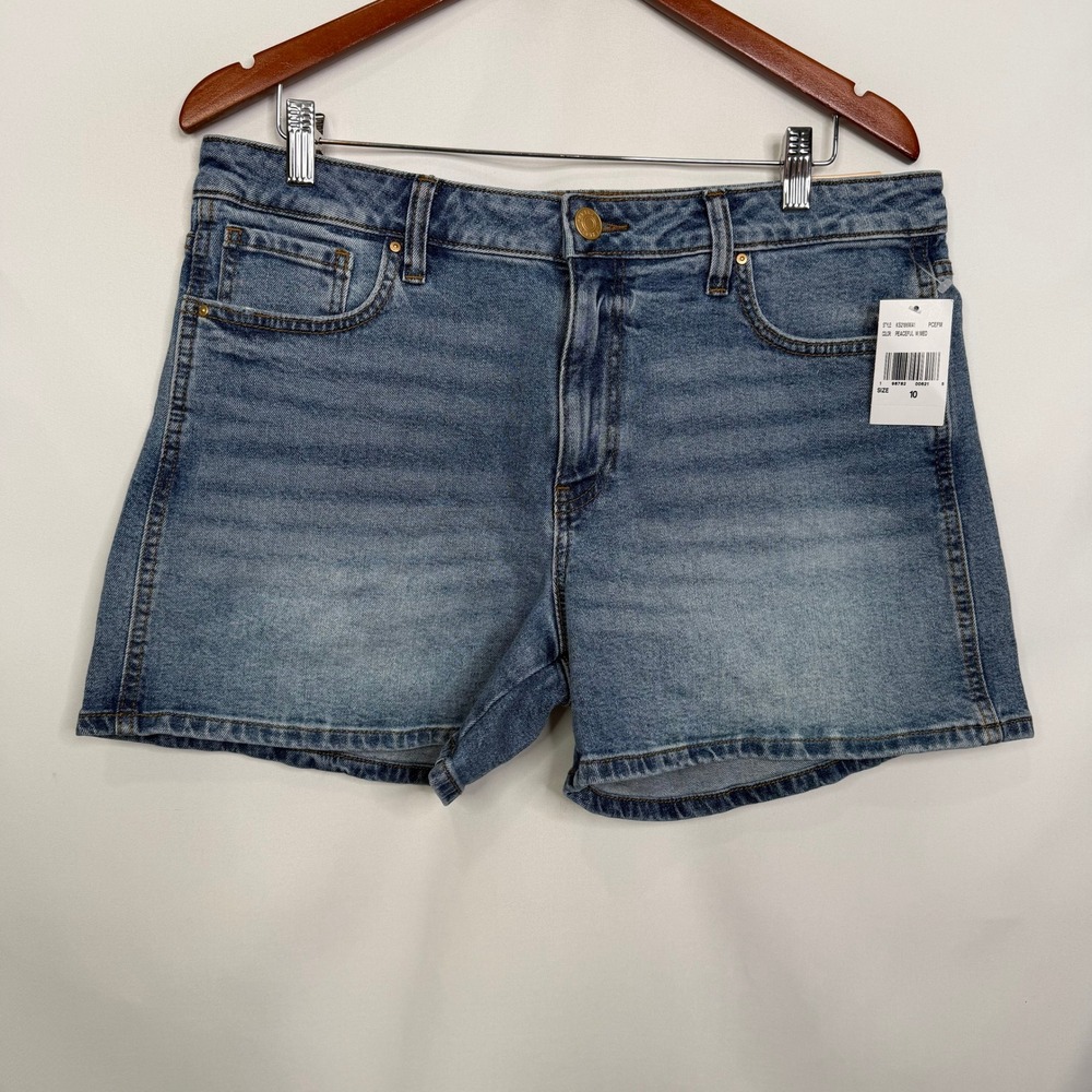 Kut from the Kloth Jane High Rise Peaceful Shorts Blue Denim Size 10 NEW - Picture 7 of 7